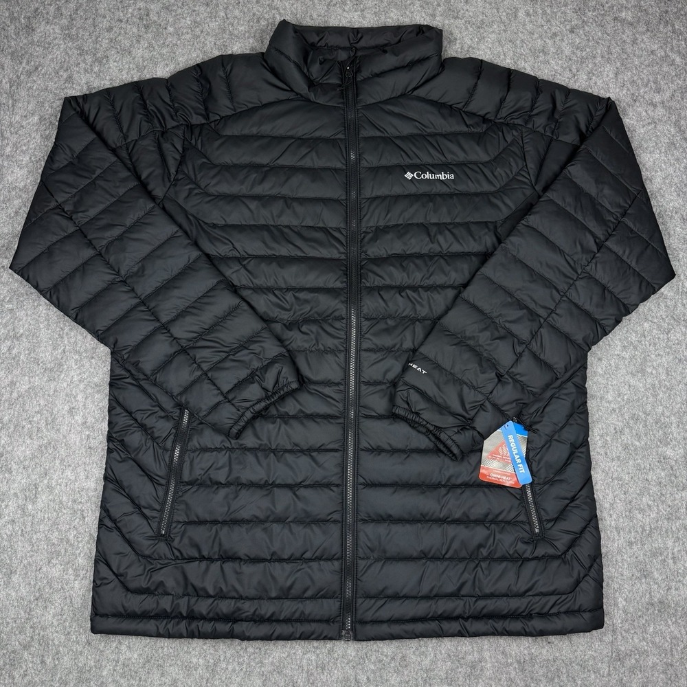 Columbia NWT White Out FS Men 2XT Black Puffer Jacket Omni-Heat Thermal 2XL Tall